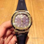 Chinese Watches Replica Patek Philippe Engraving Nautilus Anniversary Watch Gold Case 40MM